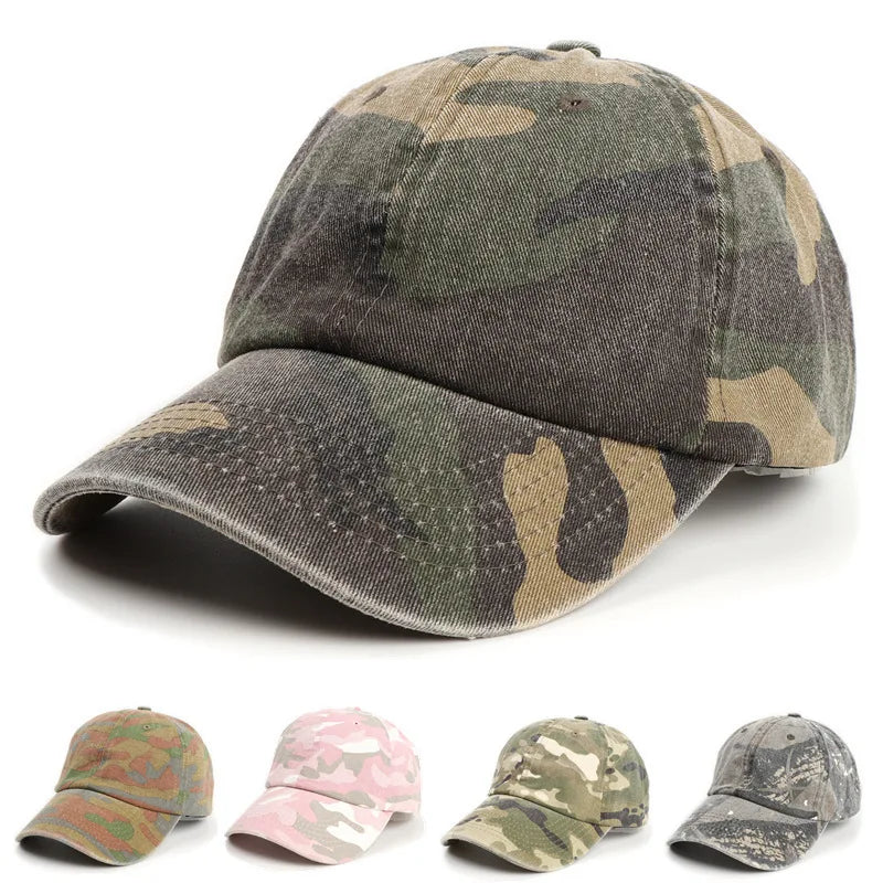 Camouflage Print Baseball Cap Unisex Sunscreen Snapback Hat Casual Adjustable Sports Camo Baseball Cap for Outdoor Women Men