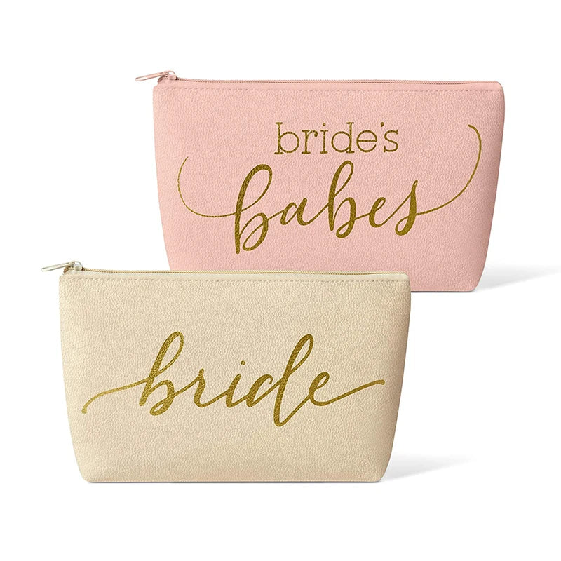 OEM PU Women Cosmetic Bag Portable Bride Gift Wash Storage Toiletry Zipper Pouch for Ladies