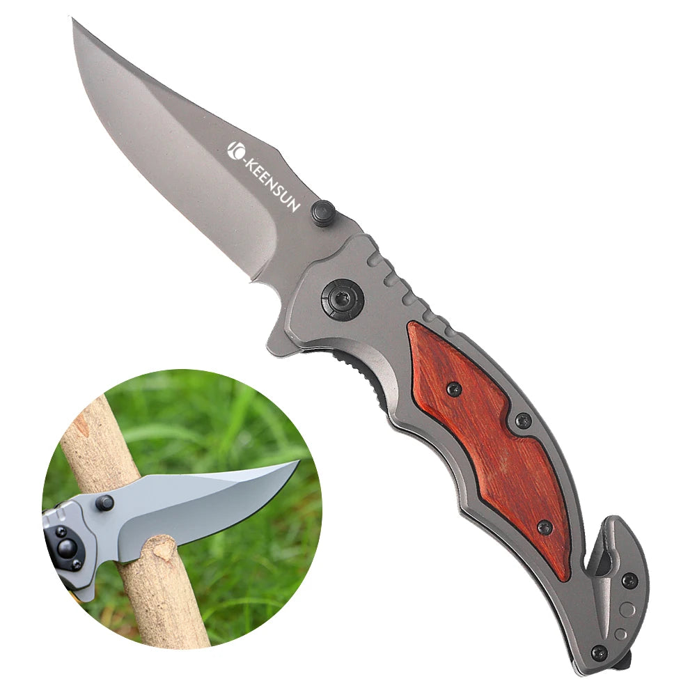 New Arrival Pocket 3cr13 Hunting Women Survival Multi Tool with Wood Handle Mini Folding Outdoor Tactical Knife for Camping