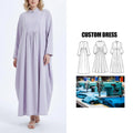 Brand Customization Ramadan Collection Elegant Middle Eastern Muslim Women's Kaftan Pleated Batwing Sleeve Loose Dress