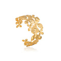 Chris April in Stock Fashion Jewelry Gold Plated 316L Stainless Steel Chunky Flowers Wide Cuff Bangle for Women