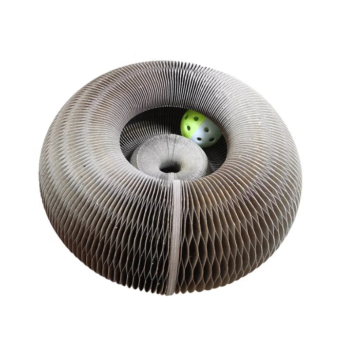 Wholesale Eco Friendly Folding Corrugated Paper Cat Scratcher Board Magic Organ Cat Scratching Board Toy With Bell