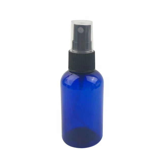 2oz Cobalt Blue Boston PET Bottle 60ml Plastic Fine Mist Sprayer 20-410 Neck Ribbed Skirt Lid Skincare Pumping Liquid Medicine"