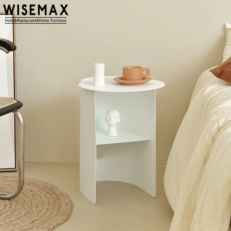 WISEMAX FURNITURE Modern Living Room Sofas End Table Gold Stainless Steel Coffee Table with Storage Small Round Metal Side Table