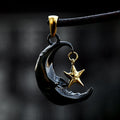 SS8-750P 316L Stainless Steel Moon Face Star Necklace Pendant for Men Women Punk Choker Gothic Jewelry Gift