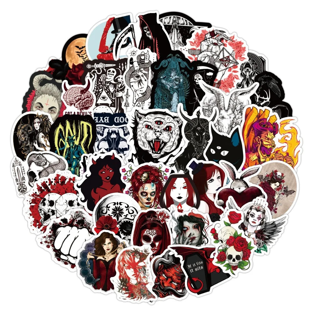 100Pcs Dark Red Series Gothic Fashion Decor Stickers