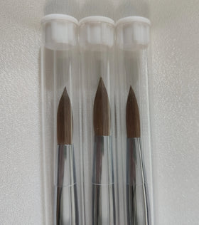 Professional Full Size German Round 100% Pure Kolinsky Hair Wood Handle Pink Acrylic Nail Brush for Nail Salon Tools