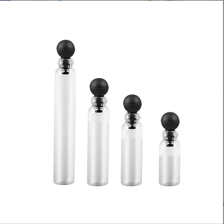 Portable 1ml 5ml Perfume Trial Sample Bottle Slim Transparent Glass Tube with Horsetail Cork for Face Cream and Eye Drops