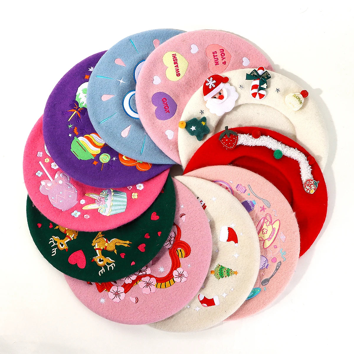 2025 Fashion Custom Embroidery Embroidered Wool Beret De Boina Beret for Women Autumn Winter French Beret Hat