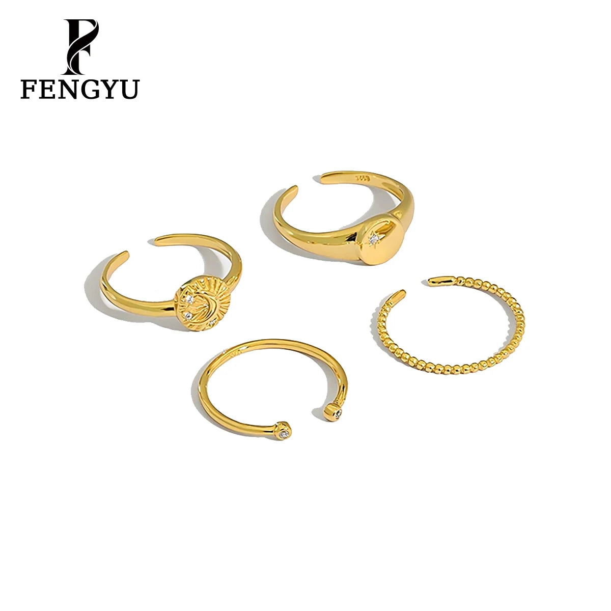 Minimalist 18K Gold Adjustable Micro Pave Zircon Rings Set 925 Sterling Silver Ring Women Designer Custom Fine Jewelry Wholesale