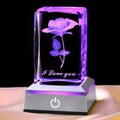 Hot 3D Rose Valentines Day Gifts Crystal Cube LED Night Lamp for Girlfriend Wife Birthday Holiday Commemorate Anniversary Gifts
