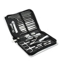 FX-NT74 30-Piece Professional Nail Art Kit High Stainless Steel Manicure Pedicure Tool Set Including Nail Scissors Large Zipper