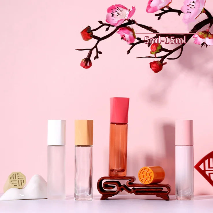 Hot Sale Empty Multi Shape Caps Glass Cosmetic 10ml Perfume Roller Bottles with Box