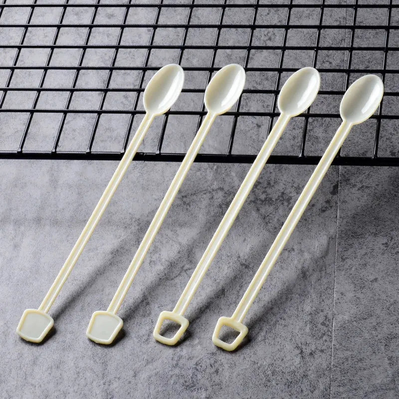 Wholesale Disposable Biodegradable Pla Ice Cream Spoon Long Handled Spoon for Coffee Food Plastic Spoons Disposable
