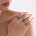 2025 New Trendy Jewelry Stainless Steel PVD 18K Gold Joint Ring 5A Zircon Ring for Women