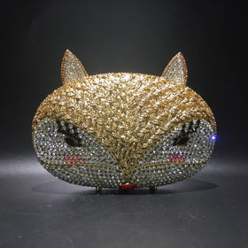 Polyester Crystal Evening Handmade Sparkle Fox Shape Party Clutch 21*16*5.5cm for iPhone 6s