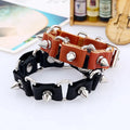 2022 Leather Bracelet Punk Leather Chain Bracelet Brown and Black Rivet Bracelet for Men