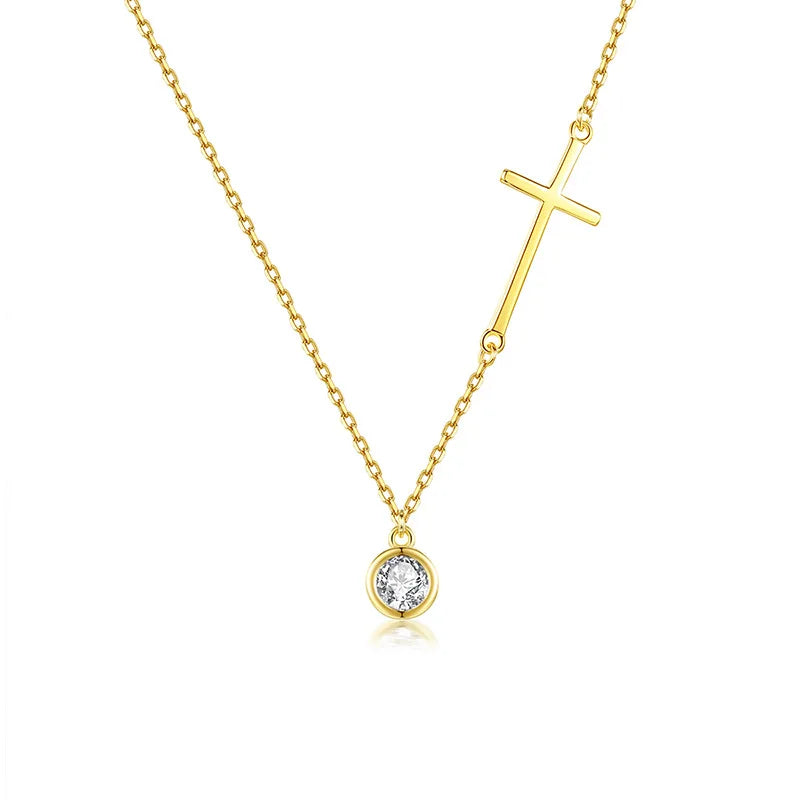 Lady Water-wave Chain 14K Gold Plated Fashion Jewelry Trending Designer Cross Necklace Zircon Pendant Charm Wedding Occasions