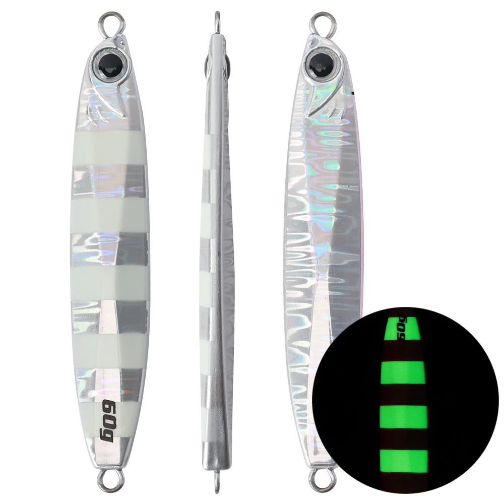Metal  Luminous Coltsniper Lead Fish Jigs 60g 80g 100g  Cast Metal Jig Saltwater Fishing Metal Lures  Jigging Tuna Casting  Lure