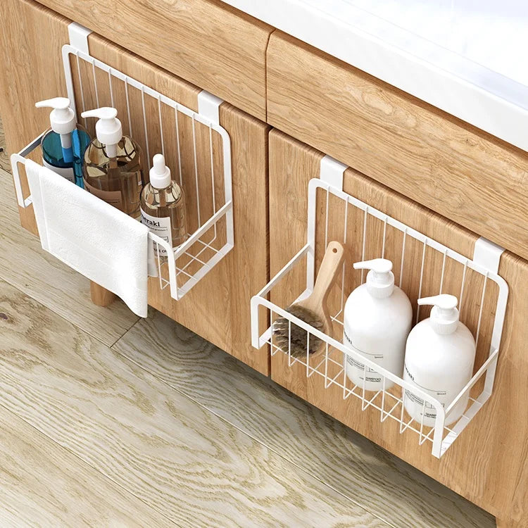 Hanging Basket Behind Home Storage Cabinet Hanging Basket Kitchen Condiment Storage Rack Nail Free Punch Free Storage Basket