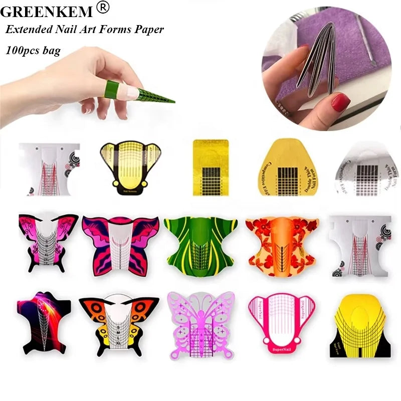 New Design Customized Extension Marble Gel Nail Art Extended Form Double Acrylic Nail Form Private Label