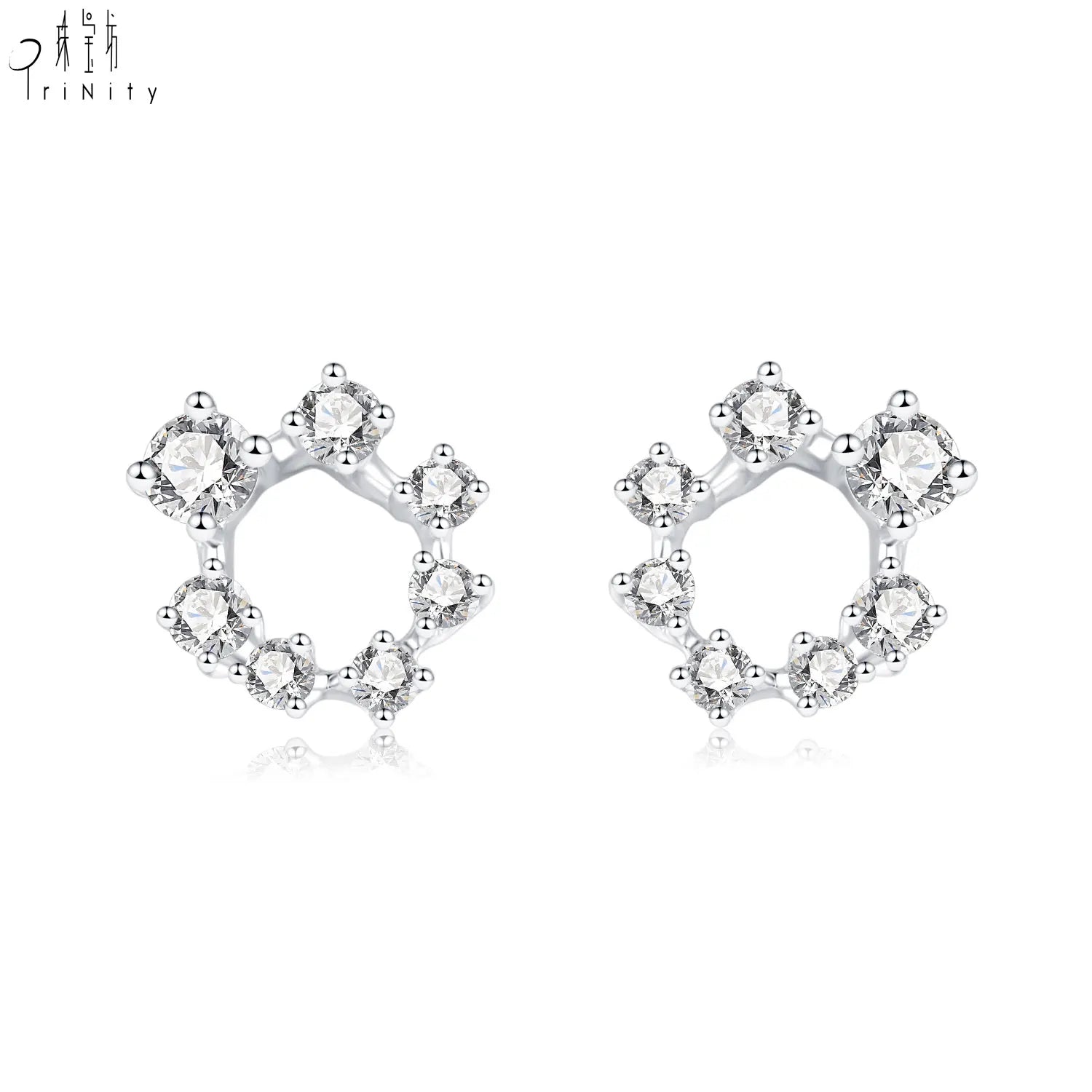 Hot Selling Fine Jewelry Wholesale 18K Solid White Gold Earrings Real Natural Diamond Stud Earrings For Women Birthday Gift