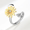Inspirational Engraved Letter You Are My Sunshine Finger Ring Adjustable Sunflower Fidget Anxiety Ring Anillos Anti Ansiedad