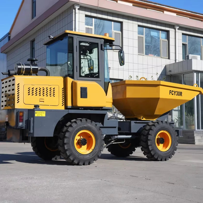 Factory Direct  4x4 Mini Dump Truck FCY30R 3 Ton 4WD Front End Swivel Tip Site Dumper for Rough Terrain Wheel Loader Engine Core