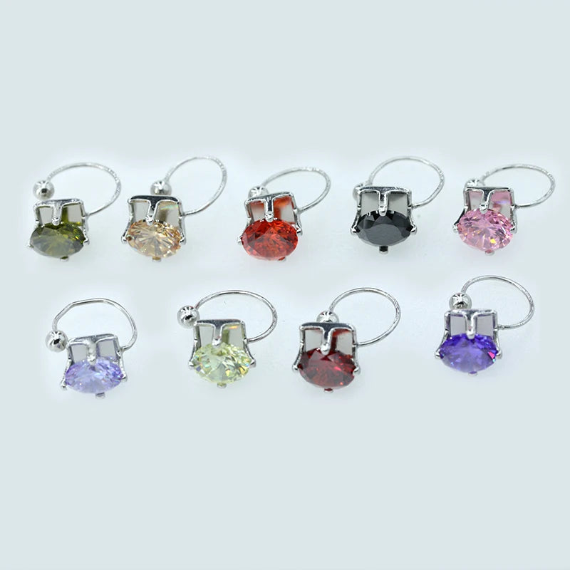 Fashion Jewelry 11 Colors U Shape Earring Clips Stainless Steel Rhinestone Clip on Earrings Non Pierced Ear for Women