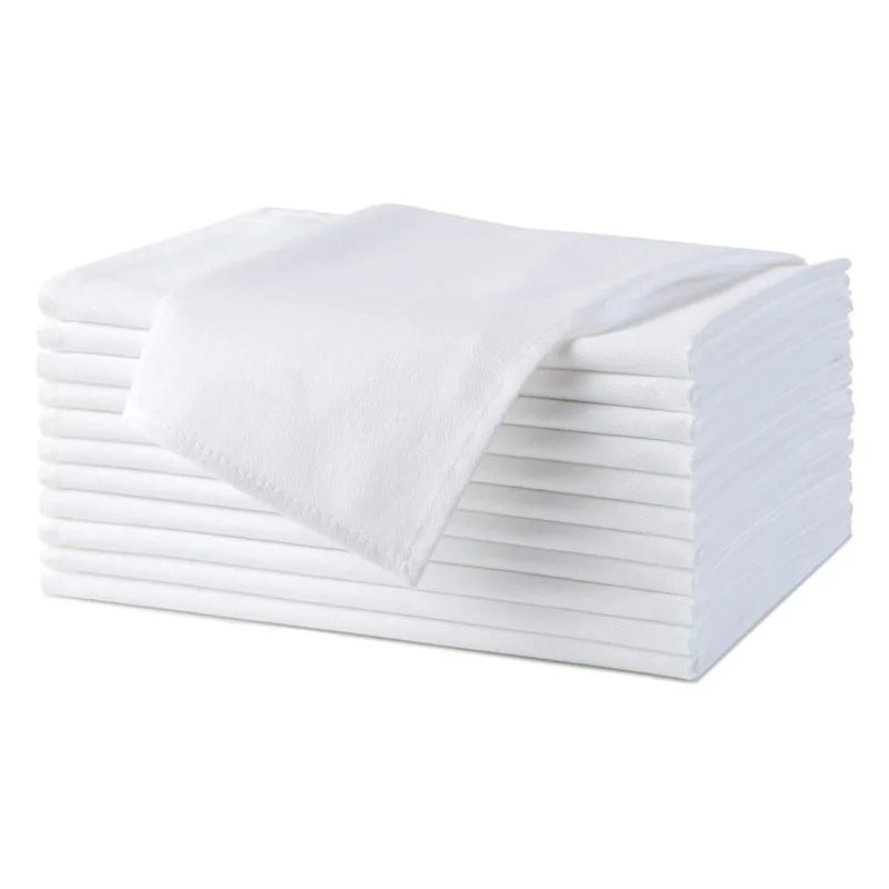18*18 Inches Personalized White Pure Cotton Napkins for Restaurant Wedding Party OEM Dinner Napkin Cloth