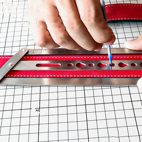 Leather Belt Positioning Auxiliary Ruler Stainless Steel Handmade Punch Hole Spacing Template Tool Triangle and Water Drop Hole