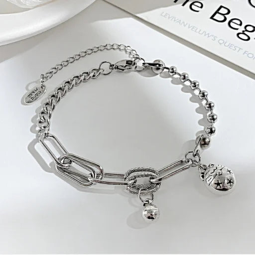 New Design Selling Jewelry Exquisite Chain Pentacle Ball Hip-hop Stainless Steel Charm Fashion Simple Bracelet for Women 1238