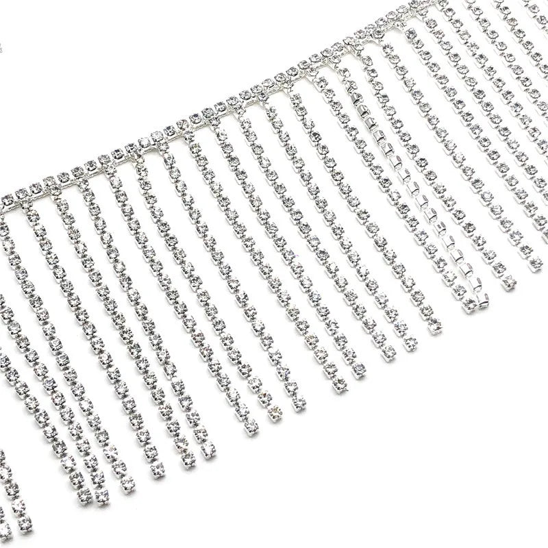 Exquisite Crystal Rhinestones Wholesale Flat Back Tassel Trim Chain for Wedding Party Necklace Diy Decoration Rhinestone Chain