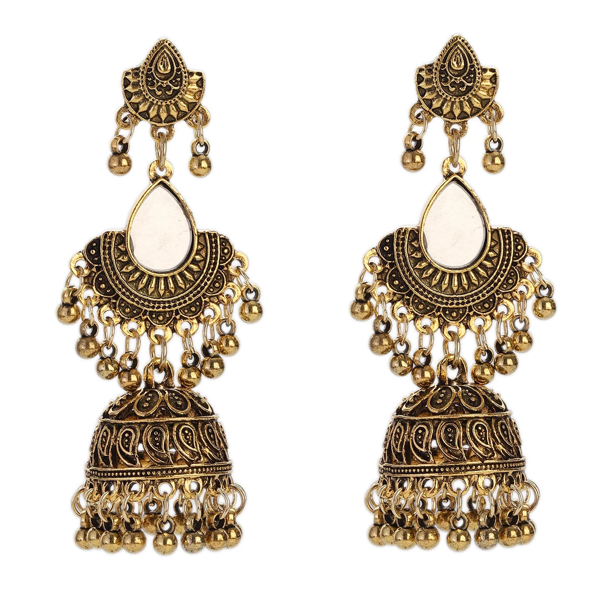 Indian Vintage Bollywood Gypsy Gold Plated Boho Bell Earrings Traditional Jhumka Jhumki Earrings for Women and Girls