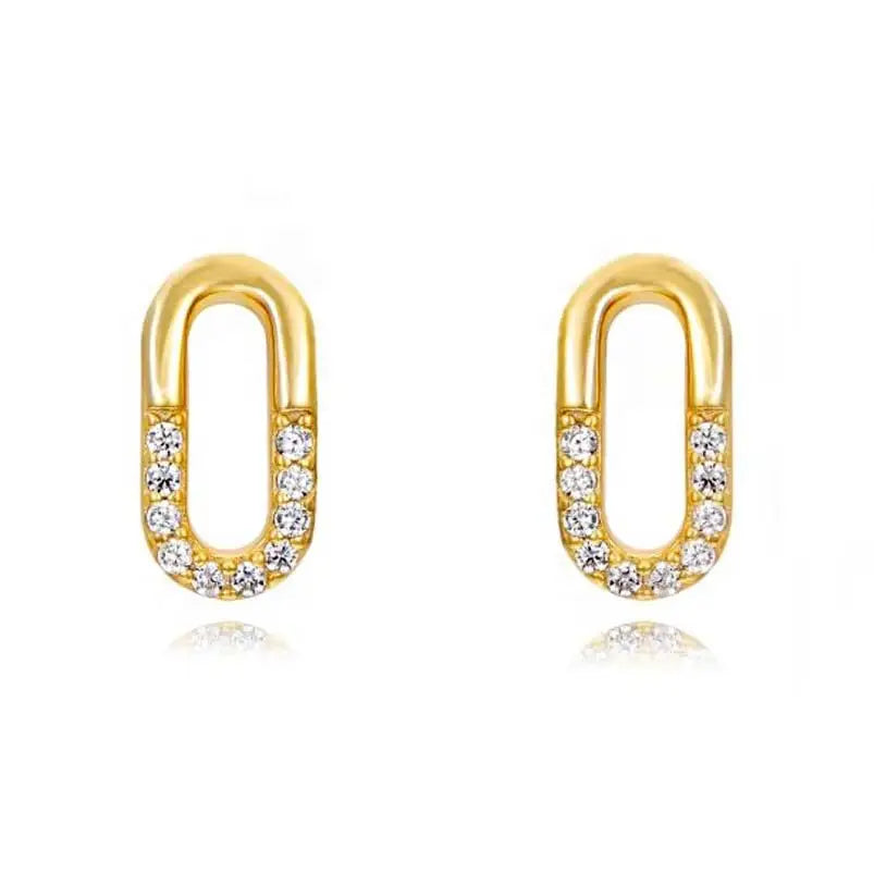 Best Selling Cheap Gold Plated 925 Sterling Silver Non Tarnish Oval Shaped Synthetic Zircon Stud Earrings