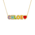 QIUHAN Personalized Colorful Enamel Nameplate Necklace - Custom Bubble Letter OEM Statement Jewelry