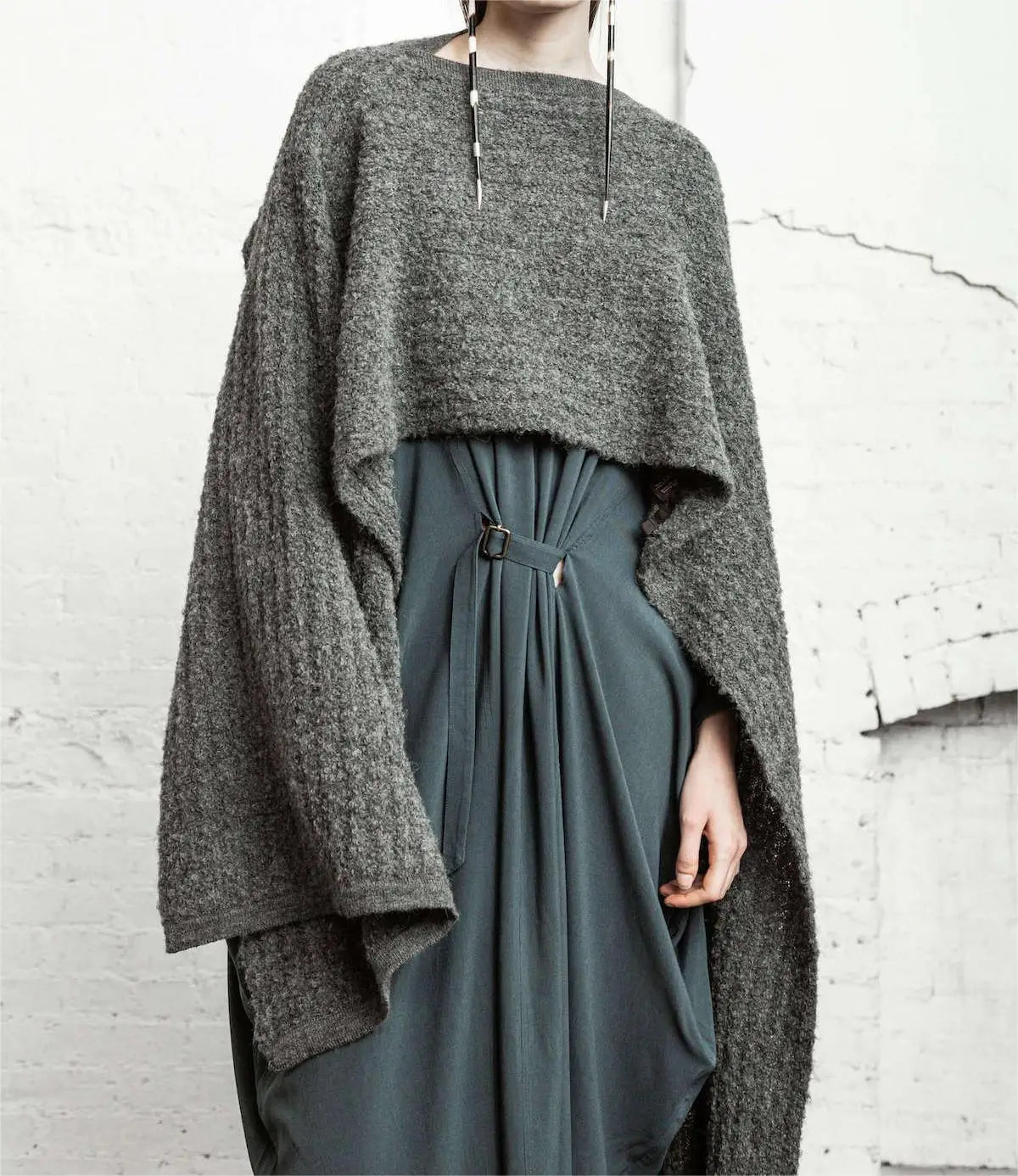 2026 Manufacturer Custom Women's Luxury Alpaca Wool Knitted Poncho Shawl Sweater for Women