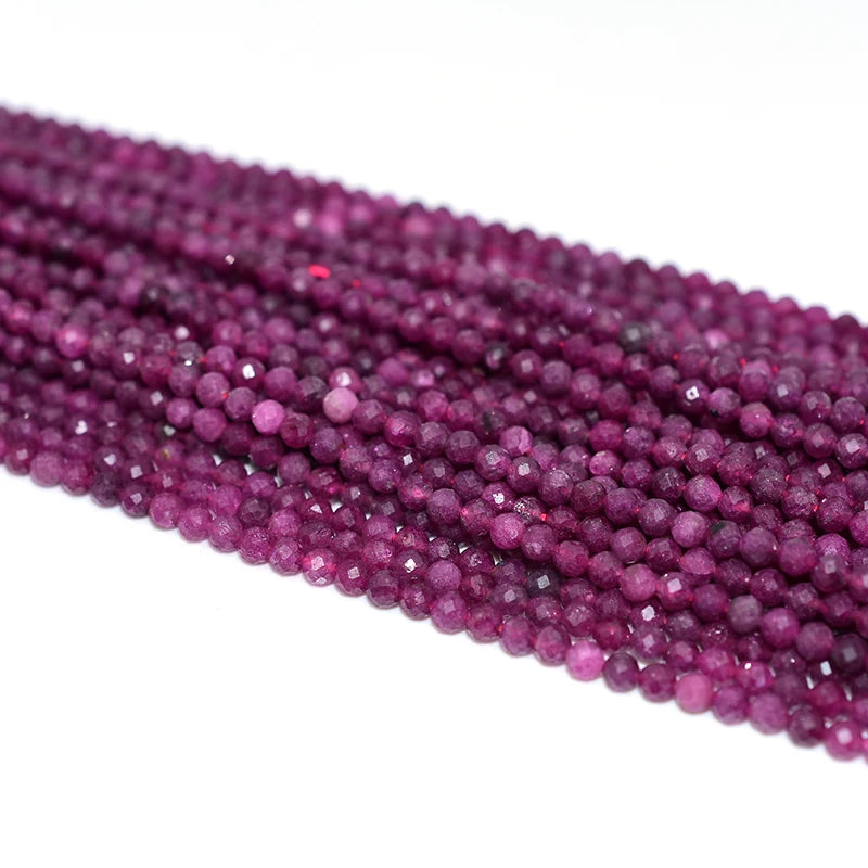 Factory Wholesale Price 100% Natural 3mm Faceted Red Sapphire Loose Gemstone Beads