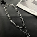 VAF 40CM/45CM+8CM Rectangular Cutout Double Layer Stainless Steel Pendants Jewelry Necklace With Cable Chain