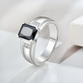 Wholesale Women's Silver Plated Black Iced Out Punk Ring Geometric Square Finger Ring with Diamond CZ Gemstone