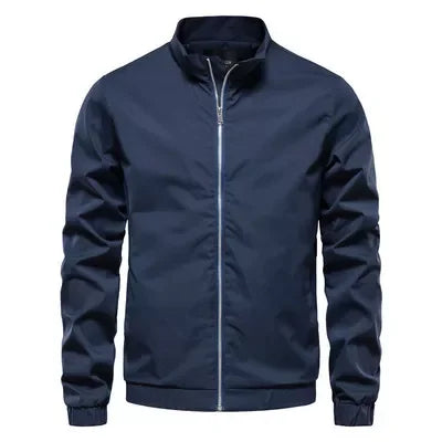 Business Simple Casual Stand Collar Solid Color Zipper Slim Men's Jacket