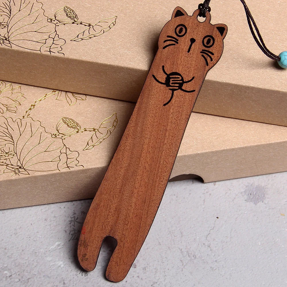 Hot Selling Rosewood Bookmark Cute Cats Custom Wood Crafts Eco-Friendly Classical Customized Designs