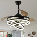 Luxury Black Crystal Chandelier Ceiling Led Fan Light Dimmable Luxury Ceiling Fan Led with Light Smart Chandelier Ceiling Fan