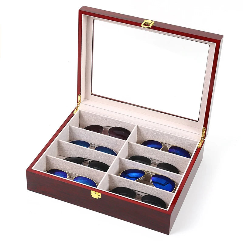 Premium 8 Grids Optical Glasses Box Transparent Cover Eyeglasses Display Case Convenient Eyewear Tray Organiser