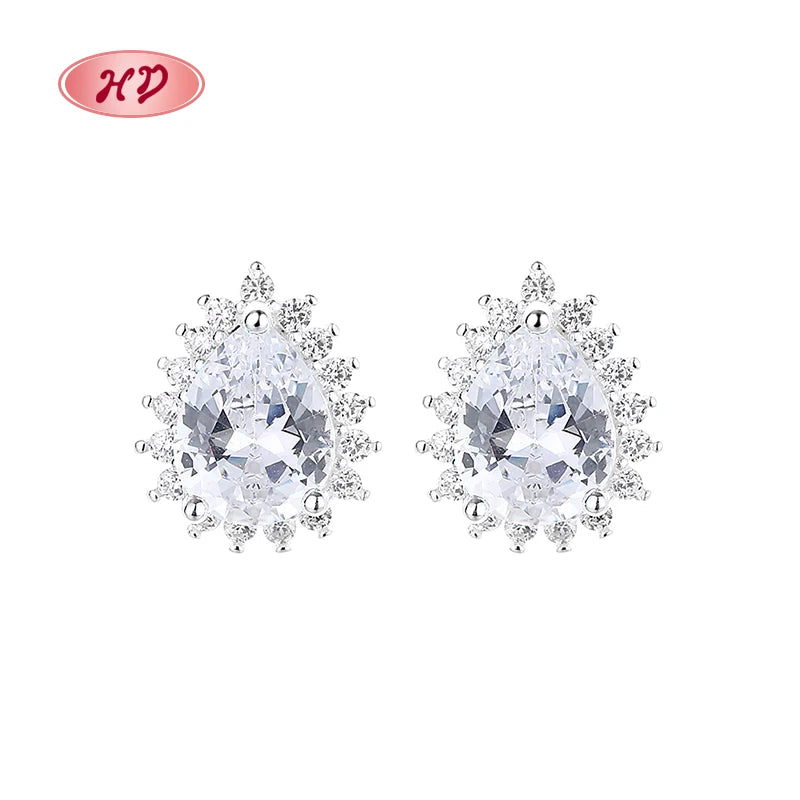 Elegant Wholesale Silver Stud Earrings Vintage Non Tarnish Womens 925 Silver Earring Women's AAA Zircon Drops