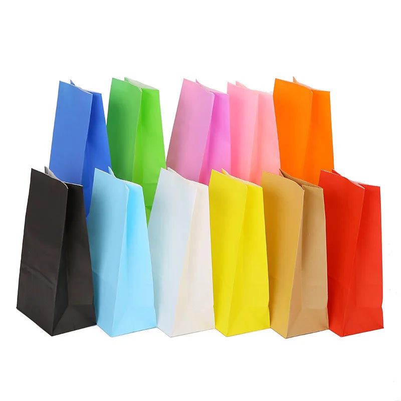 Colorful Paper Gift Bags Kraft Paper Party Favor Gift Bags Colorful Goody Candy Paper Bags for Kids Birthday Party