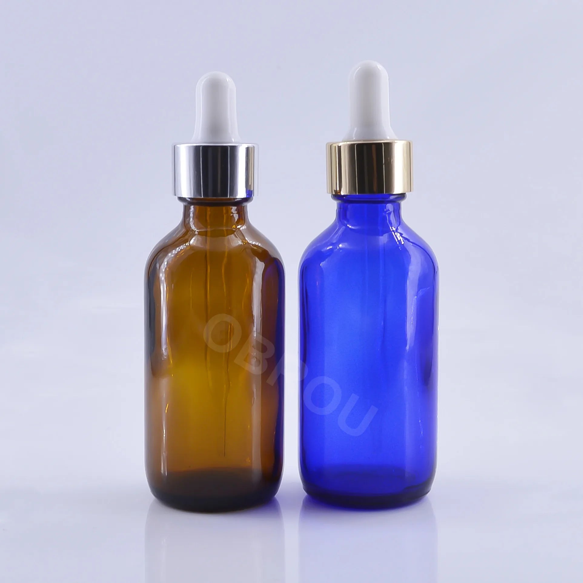 Transparent Blue Amber 15 30 60 120ml Boston Round Glass Dropper Bottle 1oz 2oz 4oz Essential Oil Bottles with Aluminum Lid