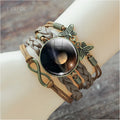 Saturn Bracelet Solar Eight Planet System Glass Cabochon Jewelry Retro Style Multi-layer Leather Weaving Braided Bracelet Women