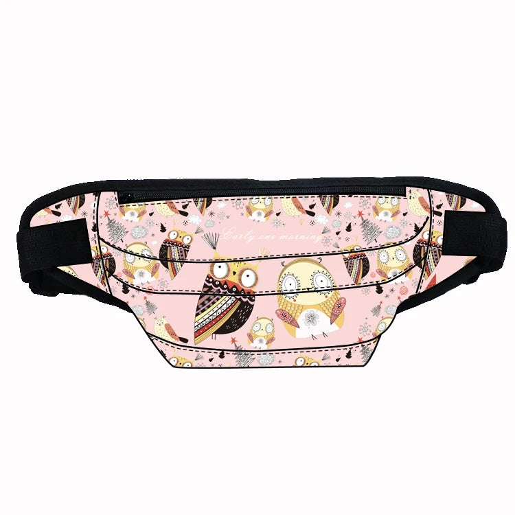 Women's Custom Logo Polyester Waist Belt Pouch Bag with Zipper Closure for Outdoor Running and Hiking