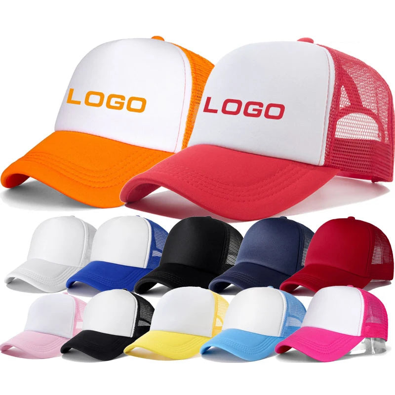 Wholesale Custom Logo Embroidery Cotton 5-Panel Plain Baseball Truck Hat Sporty Mens Trucker Mesh Cap